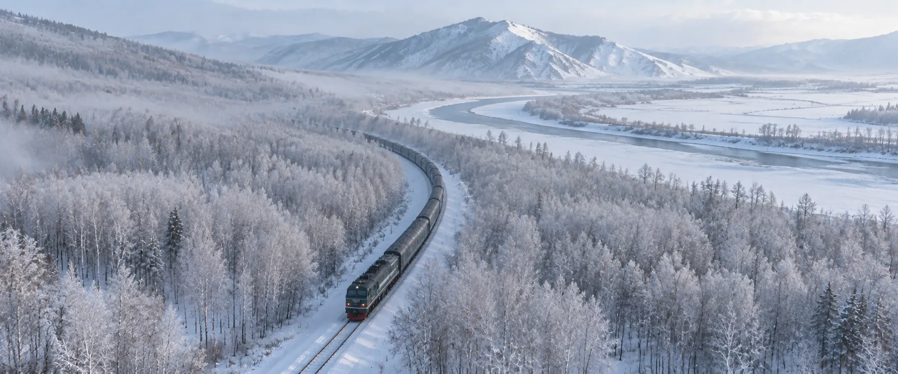 Snow Country Train crossing a winter forest