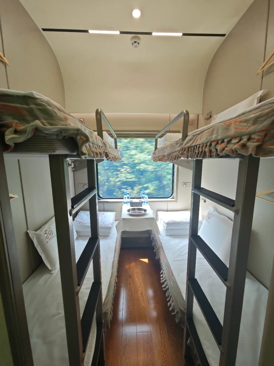 Upper and lower berths aboard Snow Country Train