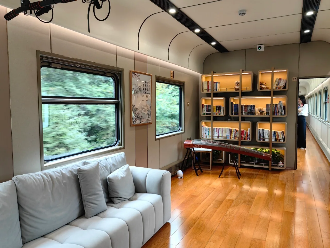 Library and lounge space aboard the Snow Country Train