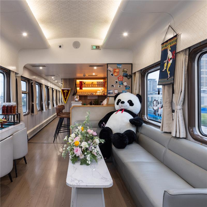Panda-themed lounge aboard Panda Express–Shifang